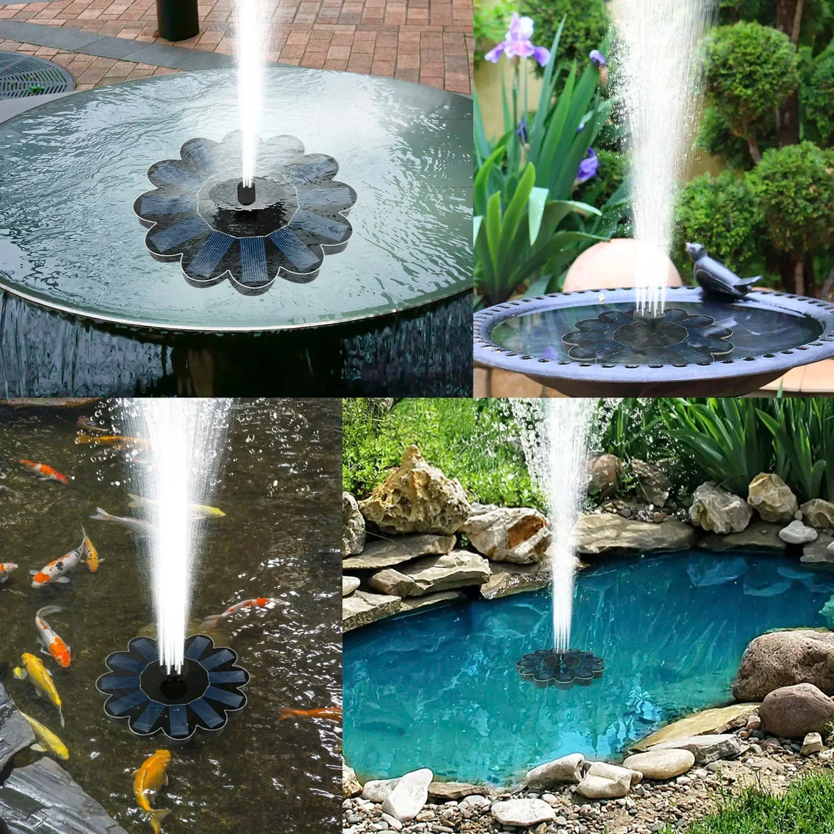 Floating Solar Fountain Cable-Free Interchangeable Nozzles