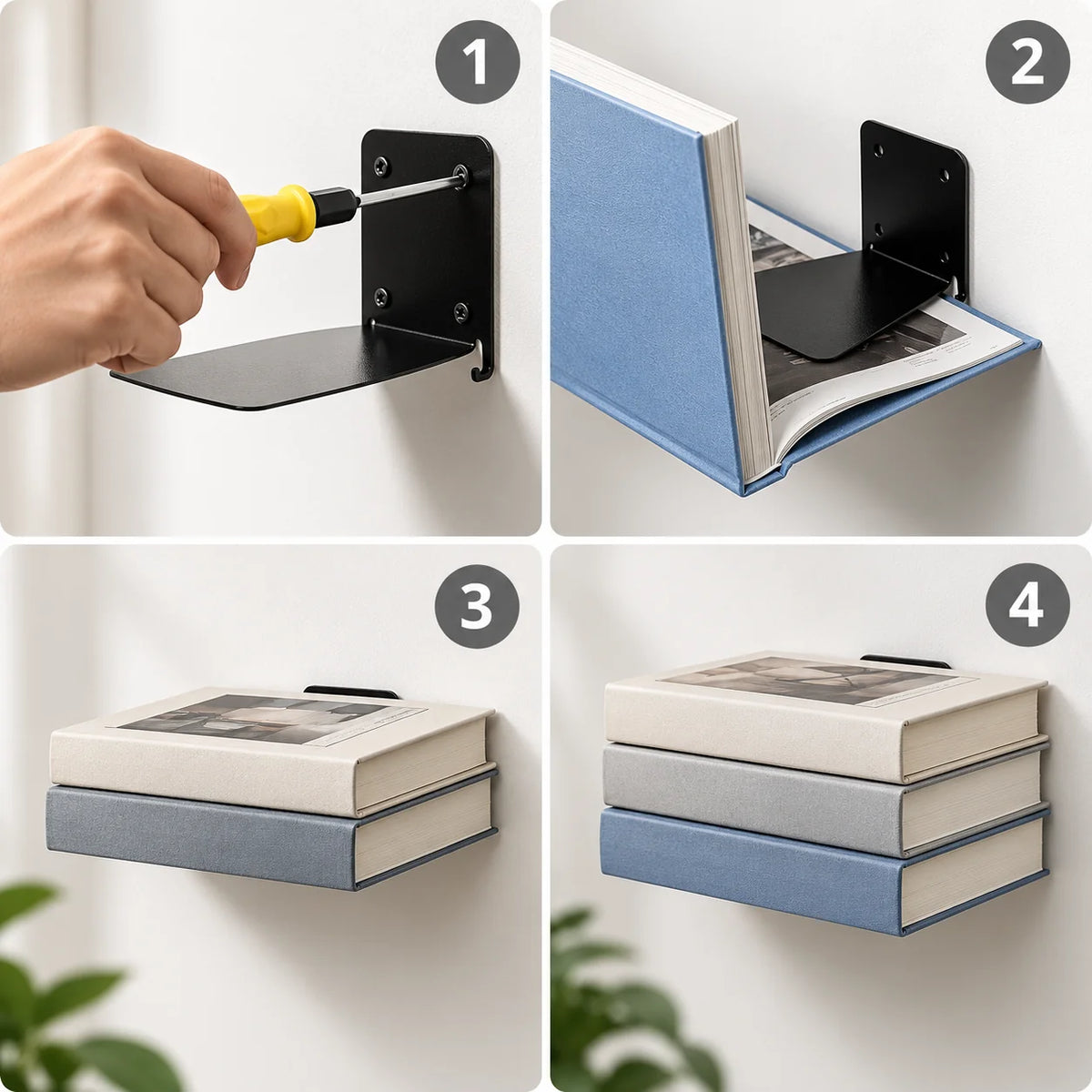 Floating Wall Shelf Invisible Mounting Stainless Steel