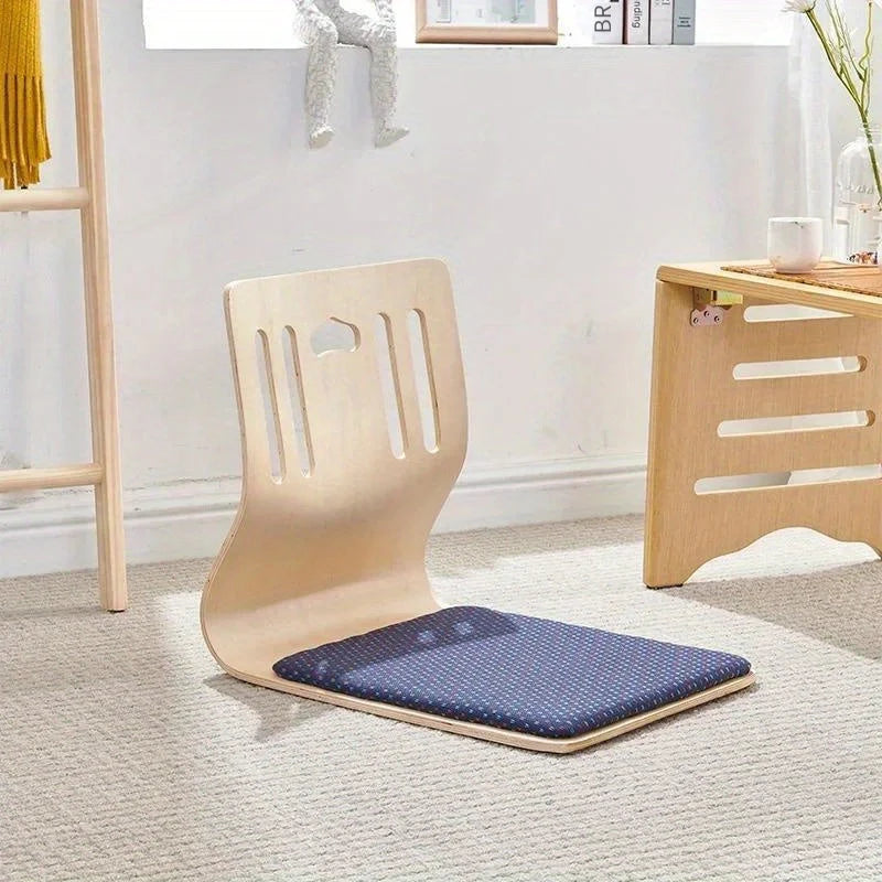 Floor Chair Birch Wood Frame Ergonomic Back Support