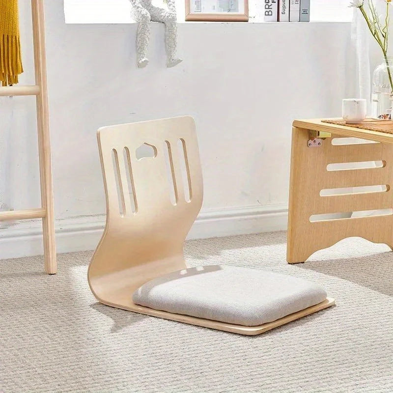 Floor Chair Birch Wood Frame Ergonomic Back Support