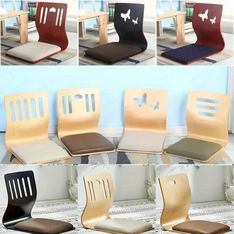 Floor Chair Birch Wood Frame Ergonomic Back Support
