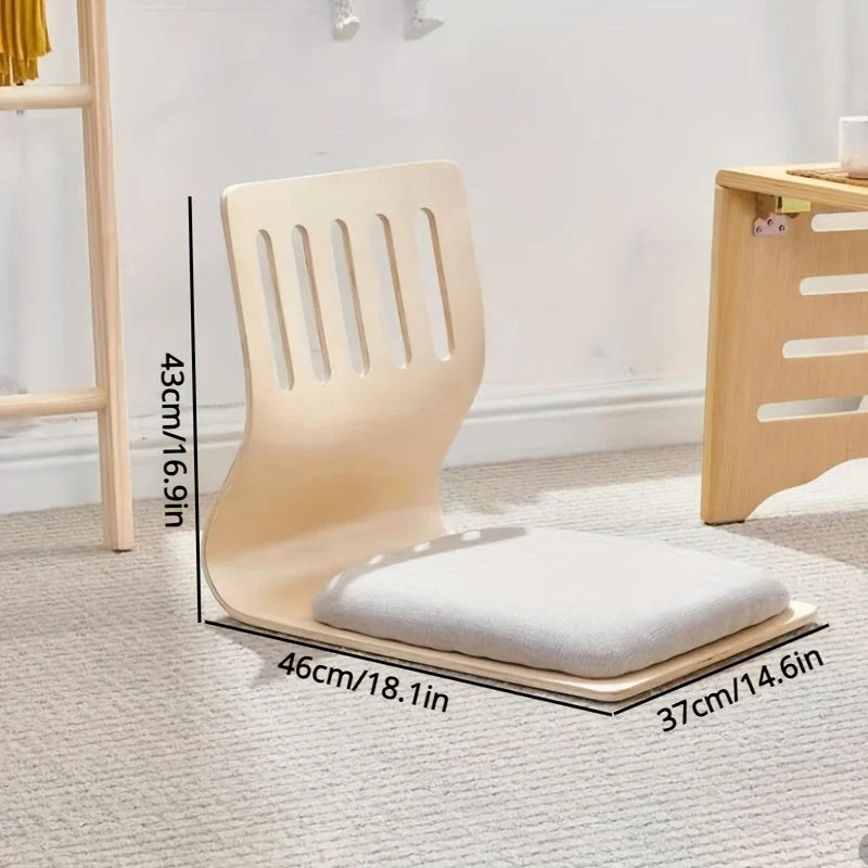 Floor Chair Birch Wood Frame Ergonomic Back Support