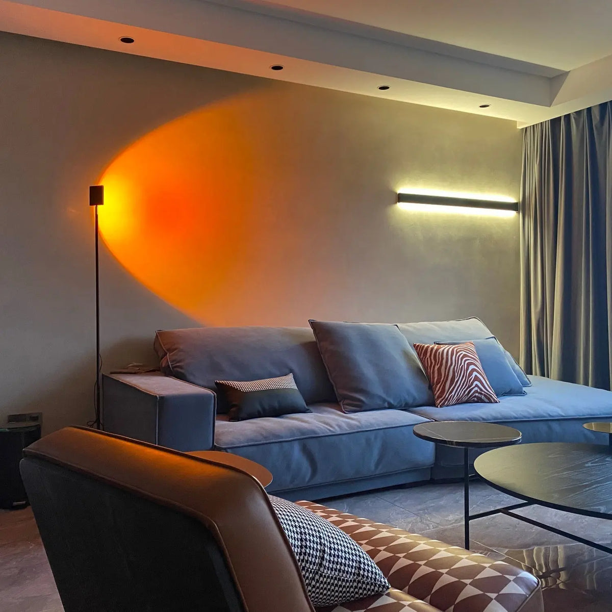 Floor Lamp LED Ring Slim Aluminum Sunset Red