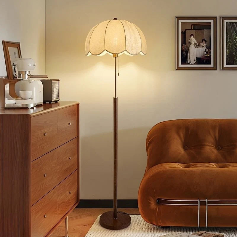 Floor Lamp Wavy Shade Adjustable Height Tri-Color Lighting