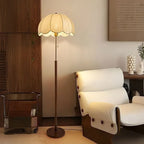 Floor Lamp Wavy Shade Adjustable Height Tri-Color Lighting