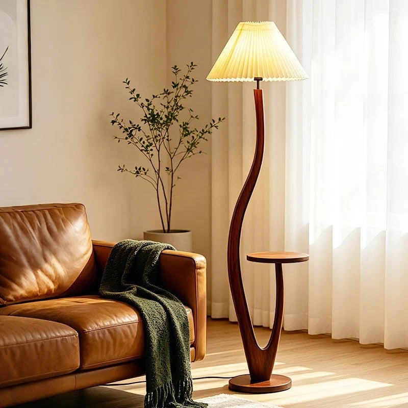 Floor Lamp With Integrated Side Table & Dimmable Lighting