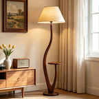 Floor Lamp With Integrated Side Table & Dimmable Lighting