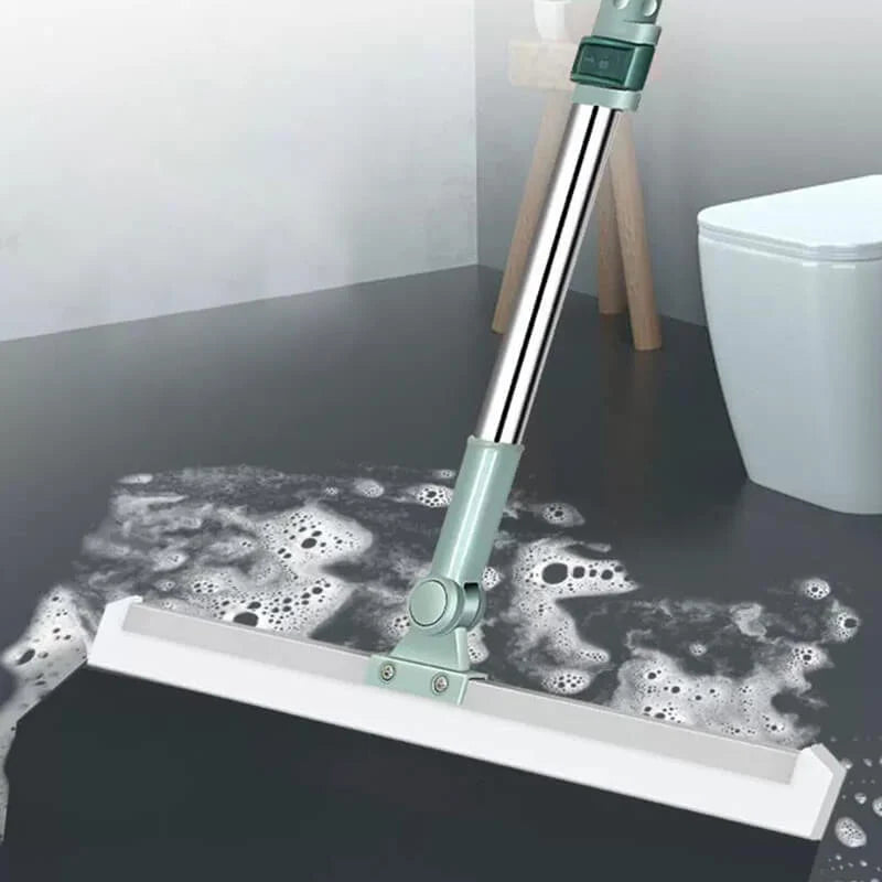Floor Squeegee Adjustable Handle 180° Rotating Silicone Blade