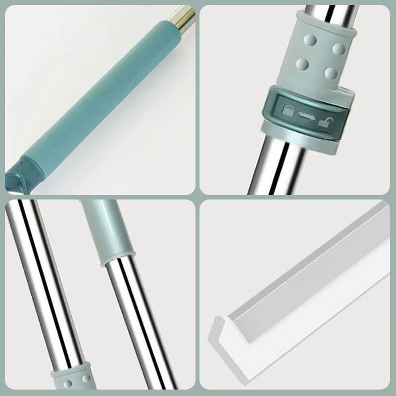 Floor Squeegee Adjustable Handle 180° Rotating Silicone Blade
