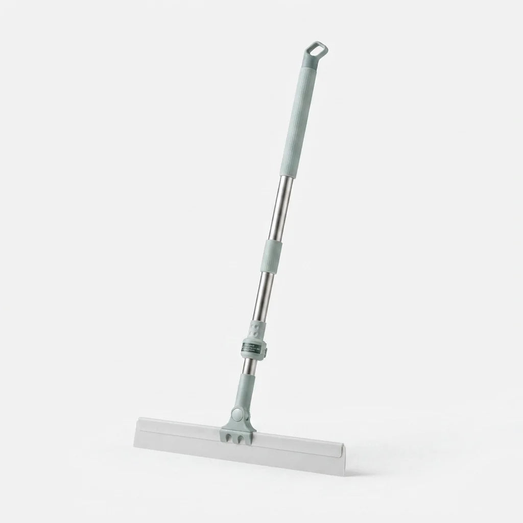 Floor Squeegee Adjustable Handle 180° Rotating Silicone Blade