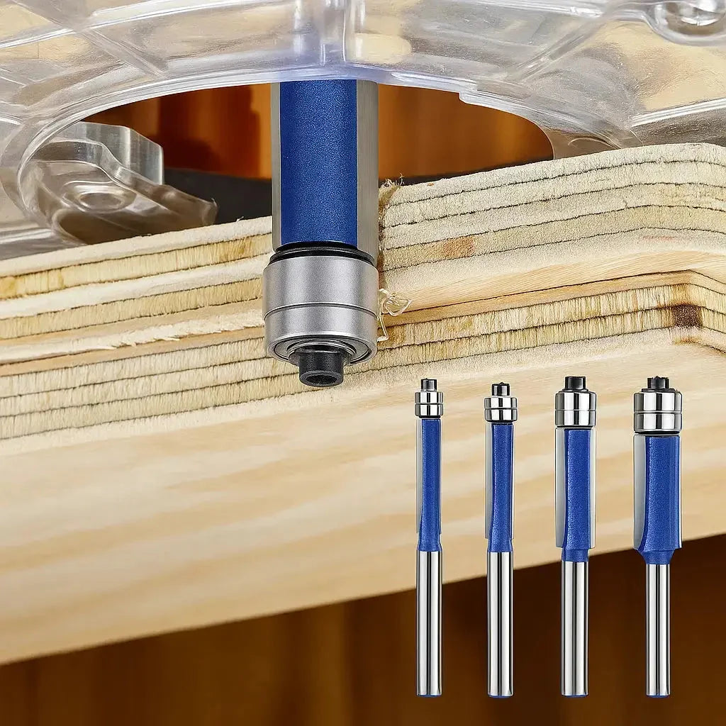 Flush Trim Router Bit Set Tool Steel Double Bearings