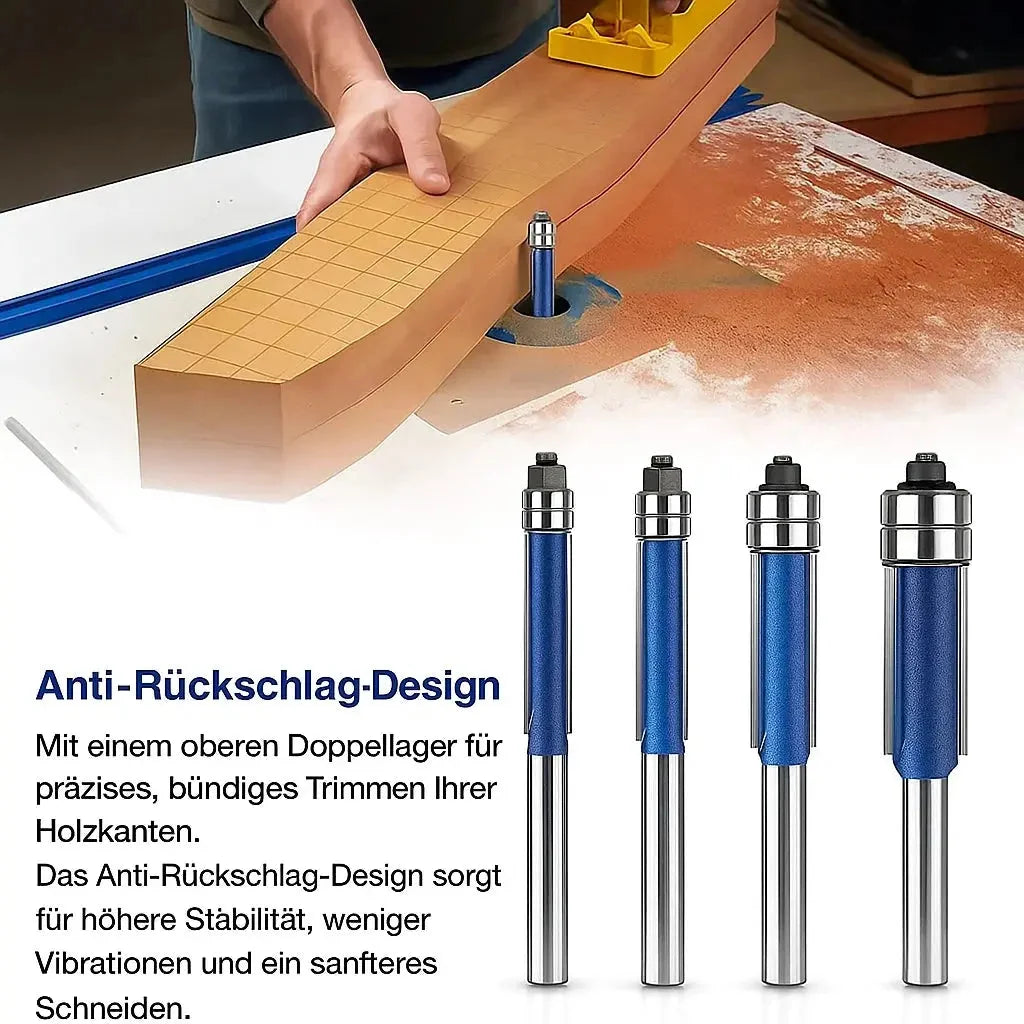 Flush Trim Router Bit Set Tool Steel Double Bearings