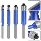 Flush Trim Router Bit Set Tool Steel Double Bearings