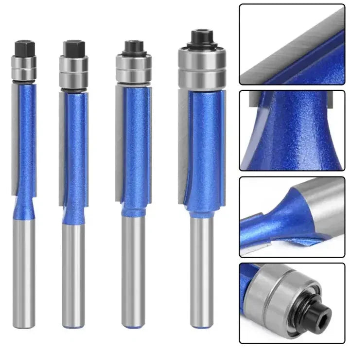 Flush Trim Router Bit Set Tool Steel Double Bearings