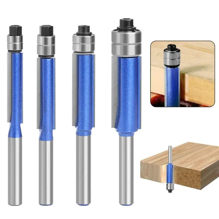 Flush Trim Router Bit Set Tool Steel Double Bearings