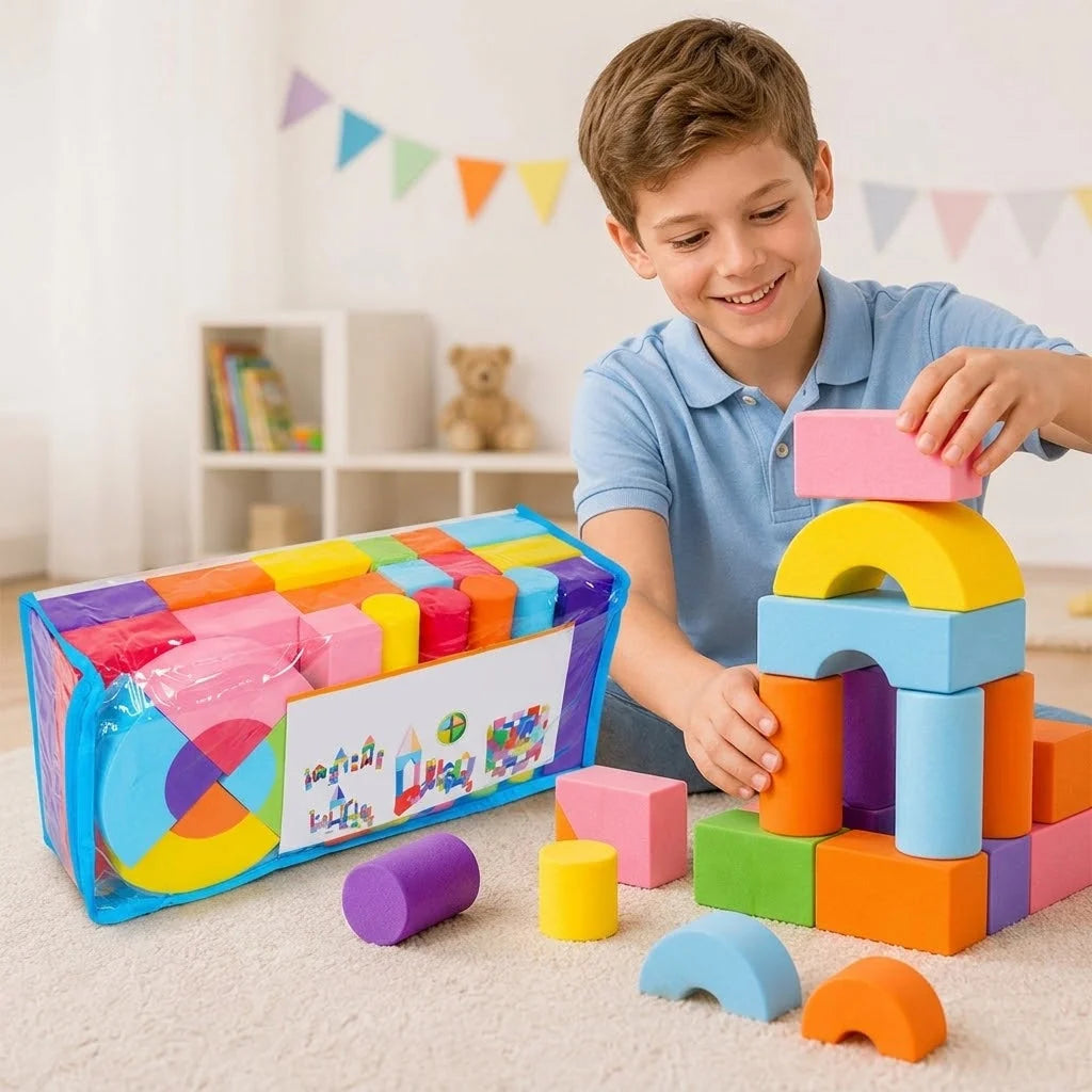 Foam Blocks Set Soft EVA & Non-Slip 52 Pieces