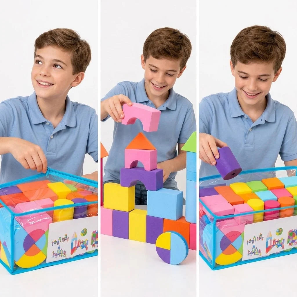 Foam Blocks Set Soft EVA & Non-Slip 52 Pieces