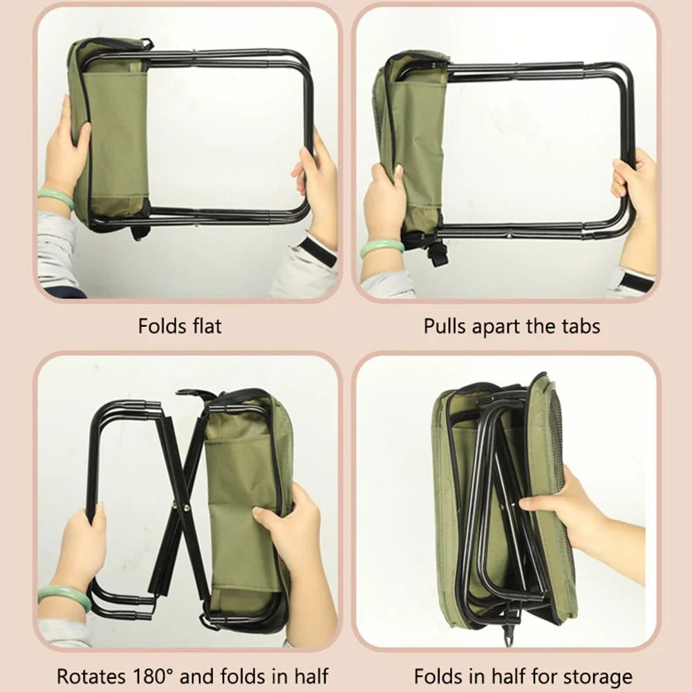 Foldable Chair Waterproof Seat & Backpack Supports 331 Lbs