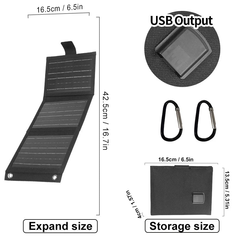 Foldable Solar Panel USB Charging Weatherproof