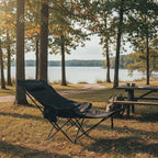 Folding Camping Chair Integrated Footrest Carbon Steel Frame