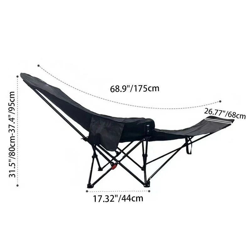 Folding Camping Chair Integrated Footrest Carbon Steel Frame