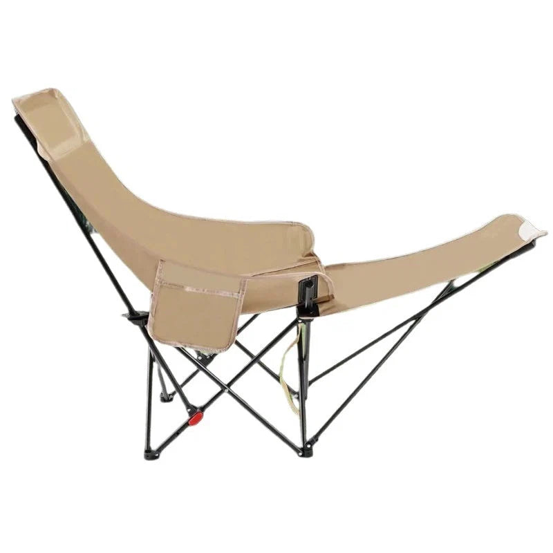Folding Camping Chair Integrated Footrest Carbon Steel Frame