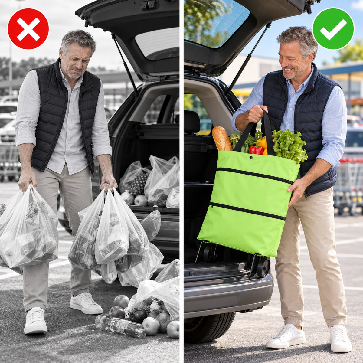 Folding Shopping Bag Trolley & Shoulder Water-Repellent