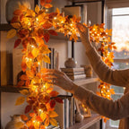 Foliage Garland Warm Golden Lights Battery Powered 6 Feet