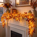 Foliage Garland Warm Golden Lights Battery Powered 6 Feet