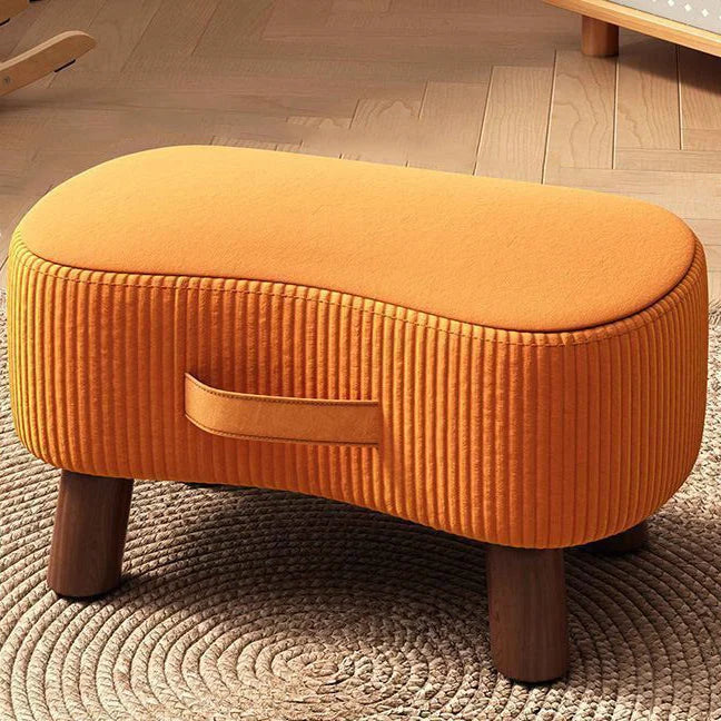 Footstool Pine Wood Frame Cushioned Seat Stackable