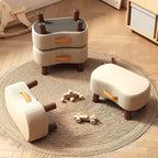Footstool Pine Wood Frame Cushioned Seat Stackable