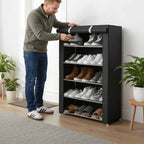 Freestanding Shoe Rack Tool-Free Assembly Breathable Zippered Cover