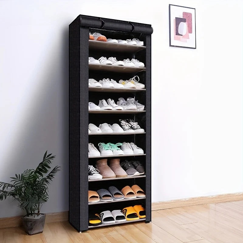 Freestanding Shoe Rack Tool-Free Assembly Breathable Zippered Cover