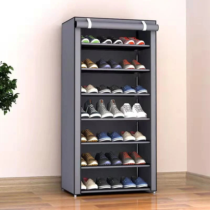 Freestanding Shoe Rack Tool-Free Assembly Breathable Zippered Cover