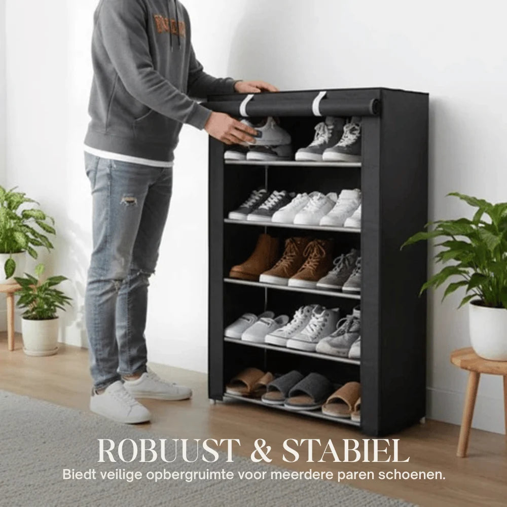 Freestanding Shoe Rack Tool-Free Assembly Breathable Zippered Cover