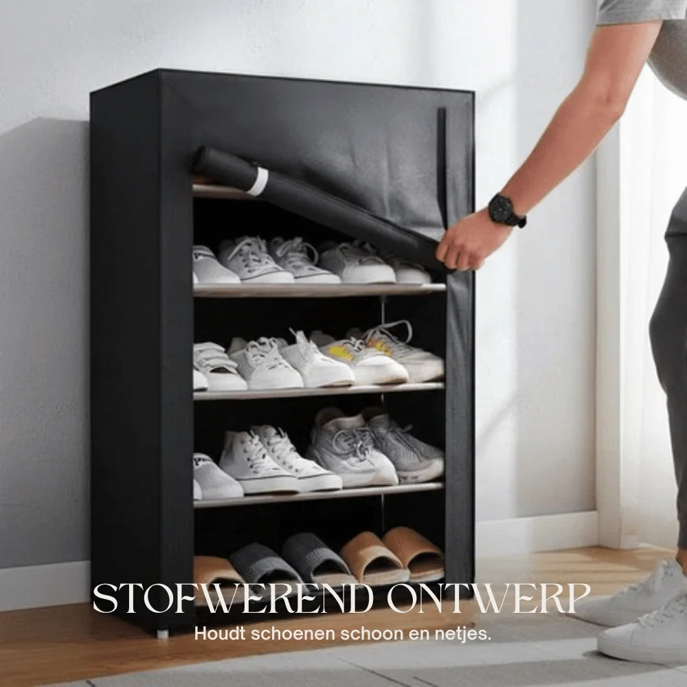 Freestanding Shoe Rack Tool-Free Assembly Breathable Zippered Cover