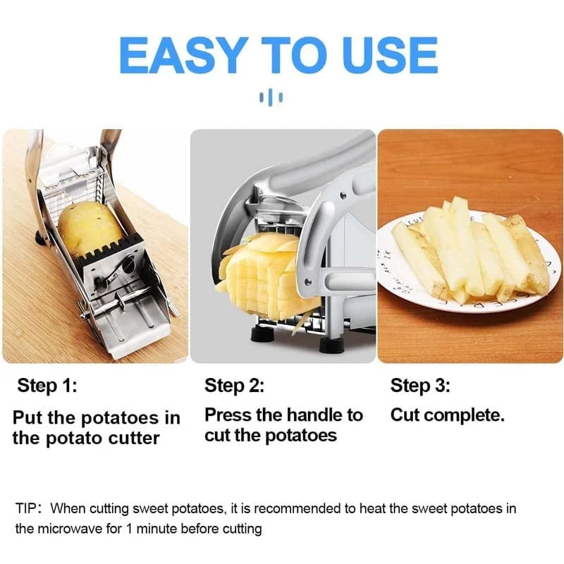 French Fry Cutter Stainless Steel Blades & Interchangeable Grids