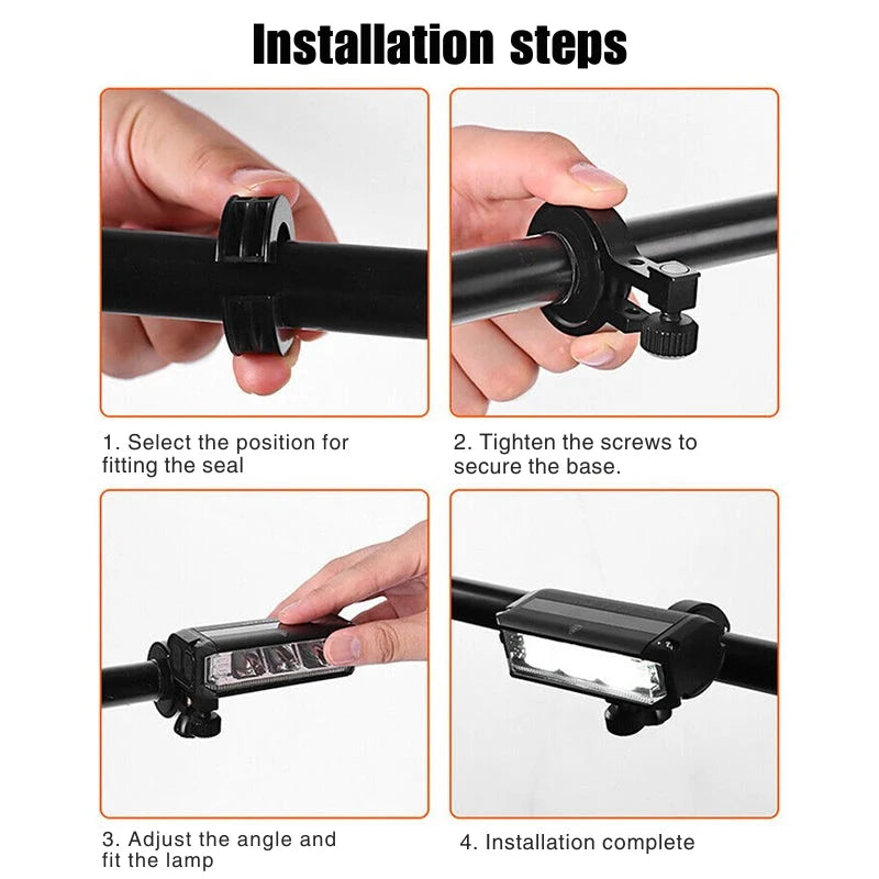 Front Bike Light 900 Lumens 180° Illumination USB Rechargeable