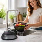 Fruit Basket Breathable Steel Mesh Lid & Strainer