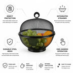 Fruit Basket Breathable Steel Mesh Lid & Strainer