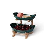 Fruit Basket Stand Three-Tier Wooden Space-Saving