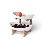Fruit Basket Stand Three-Tier Wooden Space-Saving