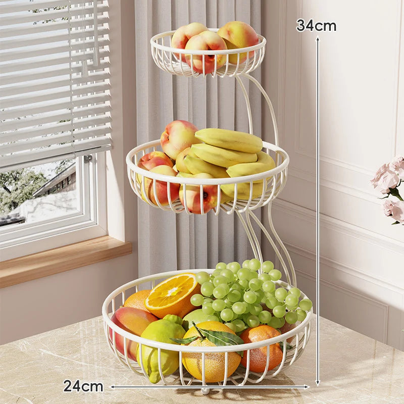 Fruit Bowl Stand Open-Wire Metal Space-Saving