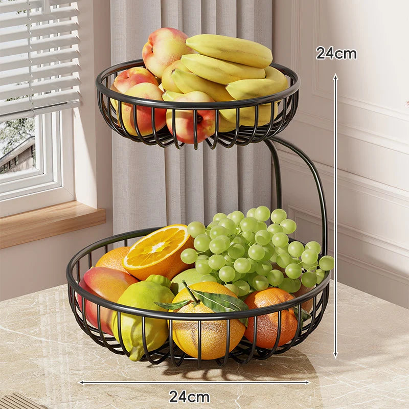 Fruit Bowl Stand Open-Wire Metal Space-Saving