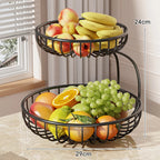 Fruit Bowl Stand Open-Wire Metal Space-Saving