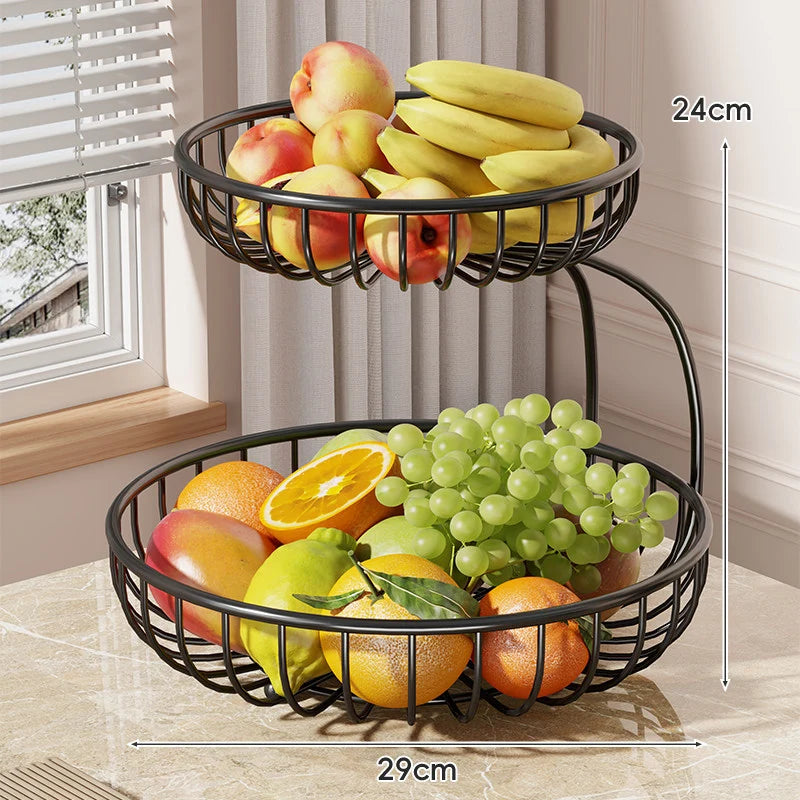 Fruit Bowl Stand Open-Wire Metal Space-Saving