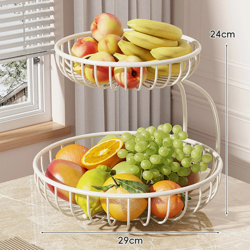 Fruit Bowl Stand Open-Wire Metal Space-Saving
