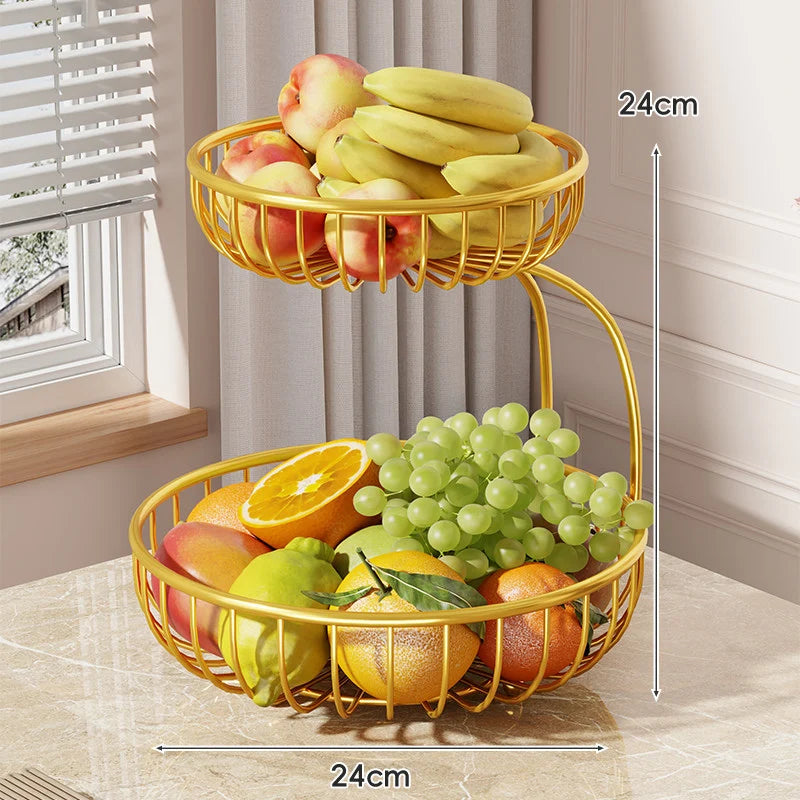 Fruit Bowl Stand Open-Wire Metal Space-Saving