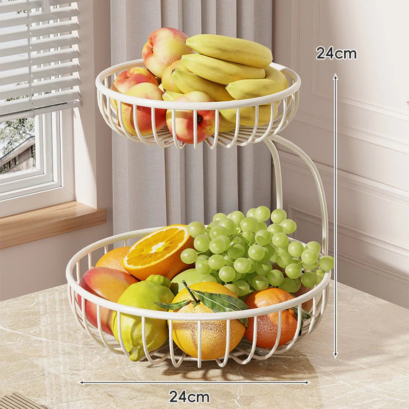 Fruit Bowl Stand Open-Wire Metal Space-Saving