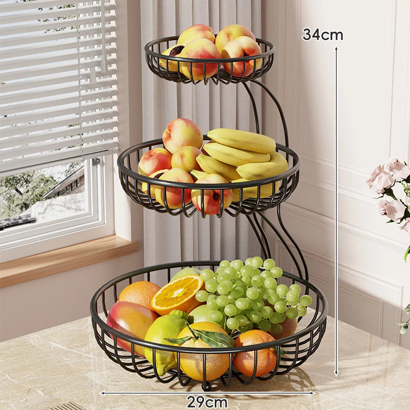 Fruit Bowl Stand Open-Wire Metal Space-Saving